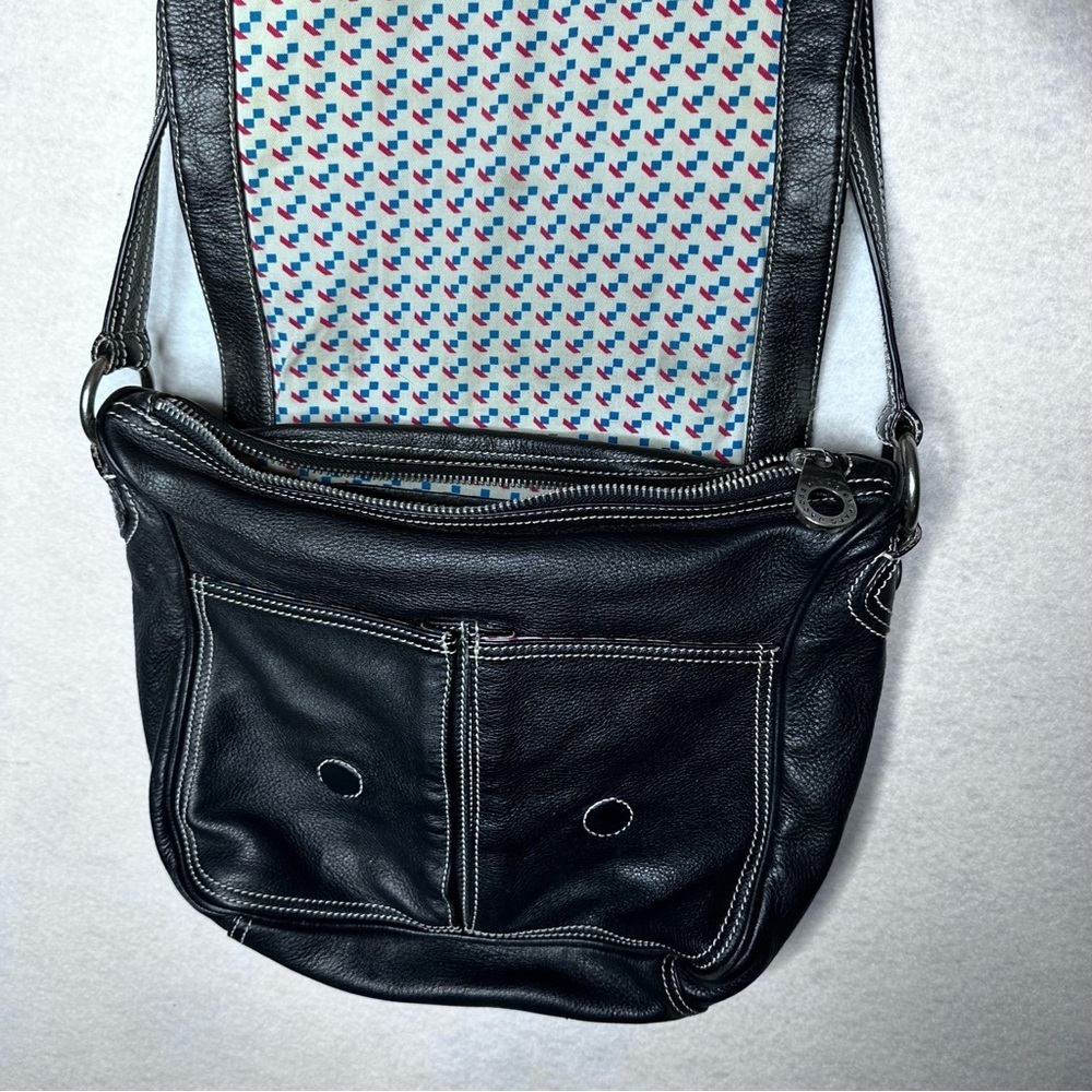 Marc By Marc Jacobs Black Leather Cross Body Bag with Patterned Lining - Picture 5 of 6